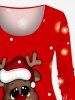 Plus Size Christmas Elk Snowflake Star Print Long Sleeves T-shirt -  