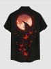 Plus Size Butterfly Moon Print Buttons Pocket Shirt For Men -  