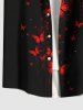 Plus Size Butterfly Moon Print Buttons Pocket Shirt For Men -  