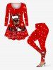 Plus Size Christmas Elk Snowflake Star Print Long Sleeves T-shirt -  