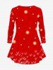 Plus Size Christmas Elk Snowflake Star Print Long Sleeves T-shirt -  