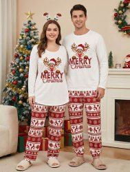 Matching Elk Snowflakes Christmas Pajamas for Couples Sleepwear Set -  