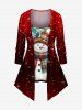 Christmas Snowflake Snowman Glitter Stars Print Patchwork 2 in 1 T-shirt and Leggings Plus Size Matching Set -  