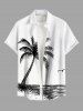 Tenue de plage hawaïenne assortie pour couples, grande taille, imprimée avec un motif d'oiseaux marins et de cocotiers, peinte à la main - Blanc 