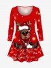Christmas Elk Snowflake Star Print Plus Size Matching Set -  