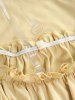 Ruffles Ruched Poet Sleeves Cold Shoulder Top With Corset and Wide Leg Pants Plus Size Outfit -  