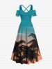 Coconut Tree Ombre Sky Print Plus Size Matching Hawaii Beach Outfit For Couples -  