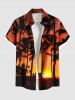 Ensemble de plage hawaïen assorti grande taille à imprimé soleil et cocotiers pour couples - Orange 