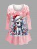 Christmas Ball Snowflake Hat Unicorn Candy Print Plus Size Matching Set -  
