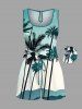 Ensemble hawaïen assorti chemise et barboteuse grande taille, tenue de plage à imprimé ombré cocotier pour couples - Vert 