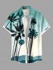 Ensemble hawaïen assorti chemise et barboteuse grande taille, tenue de plage à imprimé ombré cocotier pour couples - Vert 