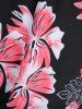 Plus Size Tropical Leaf Flower Print Crisscross Strappy Boyleg Tankini Swimsuit -  