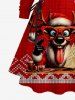 Robe à capuche trapèze en maille 3D imprimée avec un cerf, grande taille - Rouge 3X