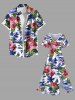 Plus Size Coconut Tree Sea Hibiscus Flower Leaf Print Hawaii Split Pocket A Line Midi Dress -  