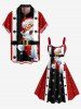Robe trapèze imprimée Père Noël et étoiles, grande taille, déguisement de Noël - Rouge 3X