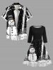 Christmas Snowflake Snowman Tree Print Midi 50's Vintage Dress -  