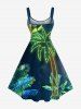 Robe hawaïenne grande taille à paillettes, imprimé galaxie et cocotiers - Bleu de Minuit 4X