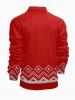 Plus Size Christmas Elk 3D Knit Print Zipper Polo Shirt For Men -  