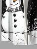 Plus Size Christmas Snowflake Snowman Tree Print Button Pocket Shirt For Men -  