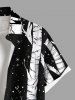 Chemise à poches boutonnées grande taille pour homme, imprimée de flocons de neige, bonhommes de neige et sapins de Noël - Noir XL