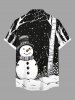 Plus Size Christmas Snowflake Snowman Tree Print Button Pocket Shirt For Men -  