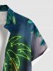 Chemise hawaïenne à poches boutons, imprimé galaxie et cocotier pailleté, grande taille, pour hommes - Bleu Marine S