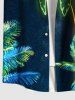 Chemise hawaïenne à poches boutons, imprimé galaxie et cocotier pailleté, grande taille, pour hommes - Bleu Marine S