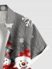 Plus Size Christmas Snowflake Snowman Rabbit Flower Print Button Pocket Shirt For Men -  