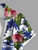 Plus Size Coconut Tree Sea Hibiscus Flower Leaf Print Hawaii Button Pocket Shirt For Men -  