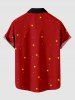 Plus Size Christmas Costume Santa Claus Stars Print Button Pocket Shirt For Men -  