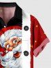 Plus Size Christmas Costume Santa Claus Stars Print Button Pocket Shirt For Men -  