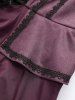 Plus Size Lace Up Ruffles Ruched Lettuce Hem Split Flare Sleeve Cold Shoulder 2 In 1 Dress -  