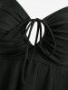 Maillot de bain tankini grande taille, uni, froncé et à bretelles à volants. - Noir 2XL