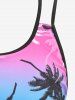 Plus Size Coconut Tree Ombre Print Boyleg Tankini Swimsuit -  