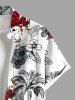 Chemise hawaïenne grande taille pour homme, à imprimé perroquet et cocotiers, boutons et poche. - Blanc 6XL