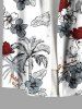 Chemise hawaïenne grande taille pour homme, à imprimé perroquet et cocotiers, boutons et poche. - Blanc 6XL