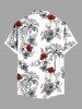 Chemise hawaïenne grande taille pour homme, à imprimé perroquet et cocotiers, boutons et poche. - Blanc 6XL