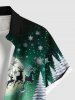 Plus Size Christmas Tree Santa Claus Elk Snowflake Print Buttons Pocket Shirt For Men -  