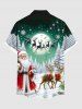 Plus Size Christmas Tree Santa Claus Elk Snowflake Print Buttons Pocket Shirt For Men -  
