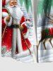 Plus Size Christmas Tree Santa Claus Elk Snowflake Print Buttons Pocket Shirt For Men -  