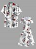 Robe midi hawaïenne fendue à imprimé perroquet et cocotiers grande taille - Blanc L
