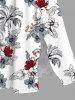 Robe midi hawaïenne fendue à imprimé perroquet et cocotiers grande taille - Blanc L