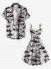 Plus Size Christmas Hat Sharks Print Tank Dress -  