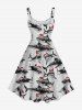Plus Size Christmas Hat Sharks Print Tank Dress -  