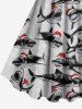 Plus Size Christmas Hat Sharks Print Tank Dress -  