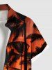 Chemise hawaïenne grande taille pour homme, imprimé ombré soleil cocotier, boutons et poche. - Orange L