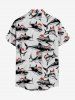 Chemise à poches et boutons imprimé requins grande taille pour homme - Gris Clair 6XL