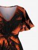 Robe mi-longue fendue hawaïenne à imprimé ombré soleil et cocotiers grande taille - Orange M