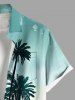 Chemise hawaïenne grande taille pour homme, imprimé ombré cocotier, boutons et poche - Vert L