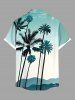 Chemise hawaïenne grande taille pour homme, imprimé ombré cocotier, boutons et poche - Vert L